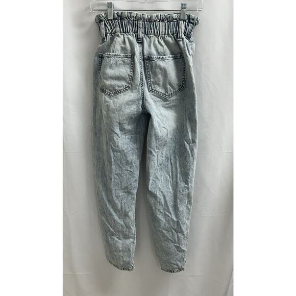 SO Paperbag Jeans Womens 0 24 Waist High Rise Mom Lightwash Ripped Destroyed - Picture 2 of 11